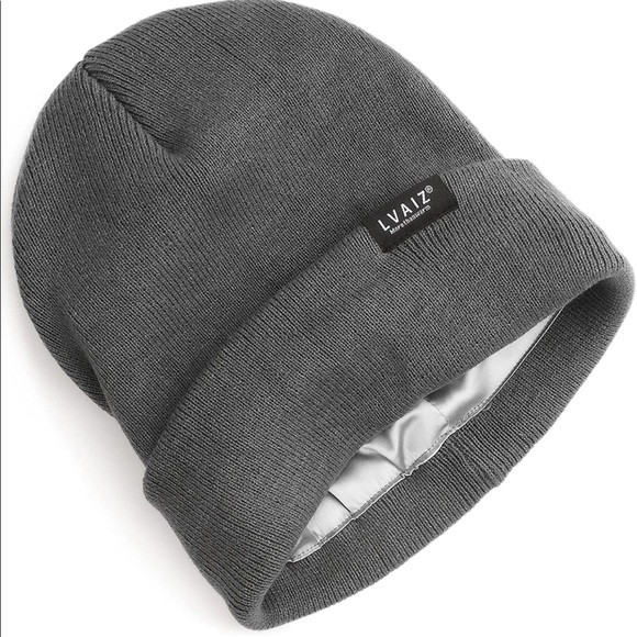 GREY UNISEX SATIN LINED (winter) BEANIE HAT (BRAND NEW) - Picture 1 of 4